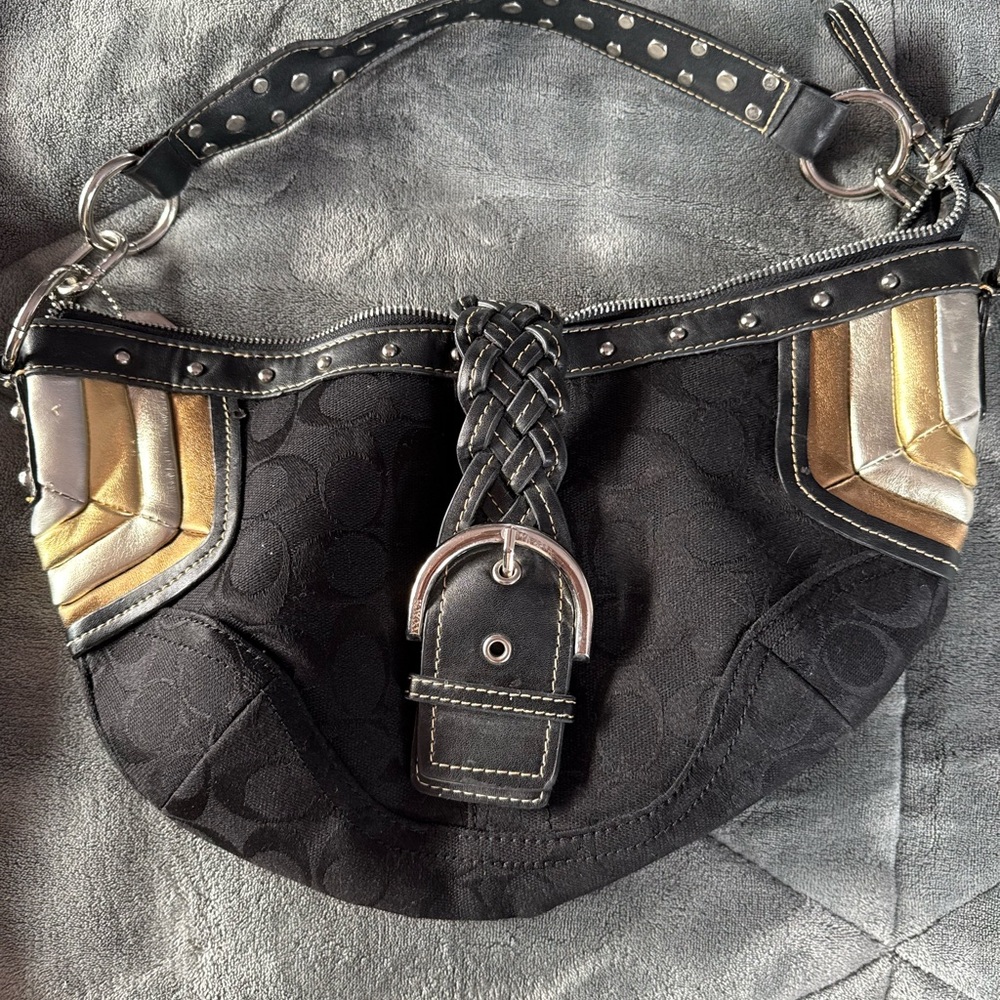 Coach Black and Gold Shoulder Bag